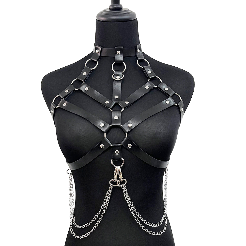 Garter Belt Set - Chain with Leather Lingerie Woman Bondage