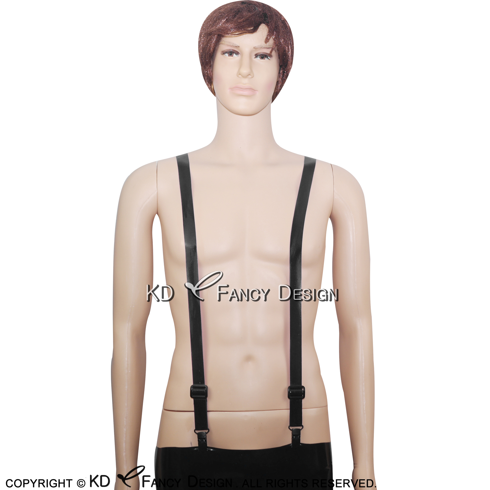 Garter Belt Set - Black Sexy Rubber Latex Suspenders For