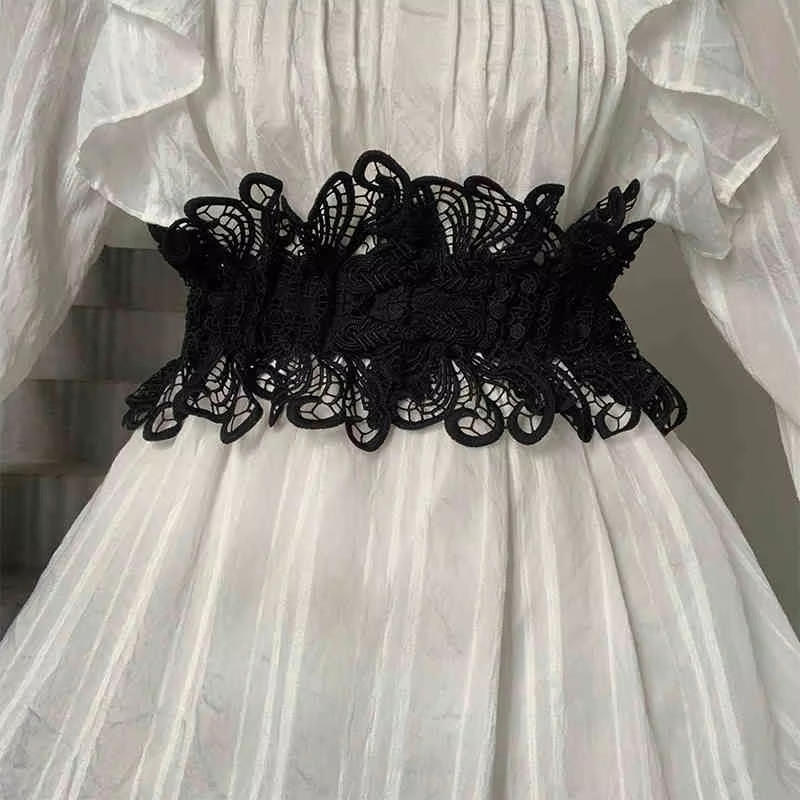 Corset Waist Cinch - Elegant Lace Wide Waist Belt for