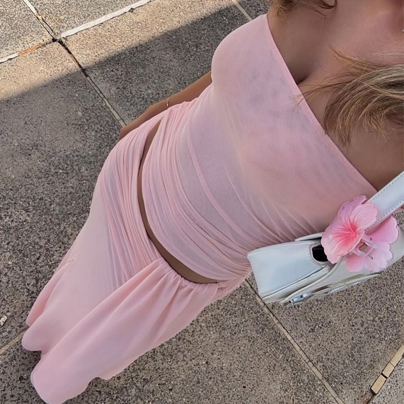 Tuularose Pink Long Dress 2-Pi - Strapless Bra Backless avaliação e preço