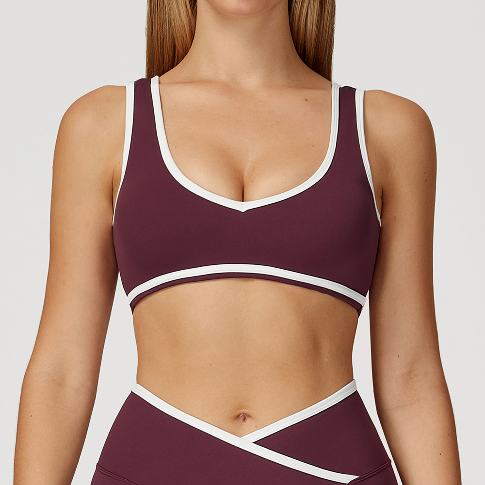 V-Neck Sports Bra Women Top Pu - Push Up Bra Padded avaliação e preço