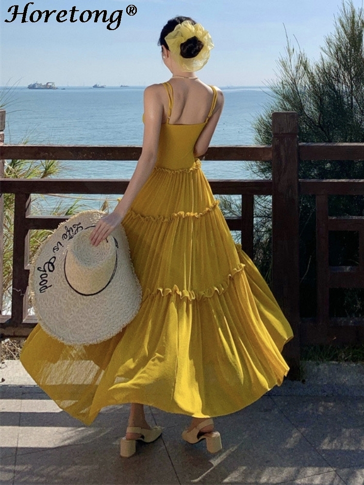 Women's Summer Solid Cami Maxi - Corset Waist Cinch avaliação e preço