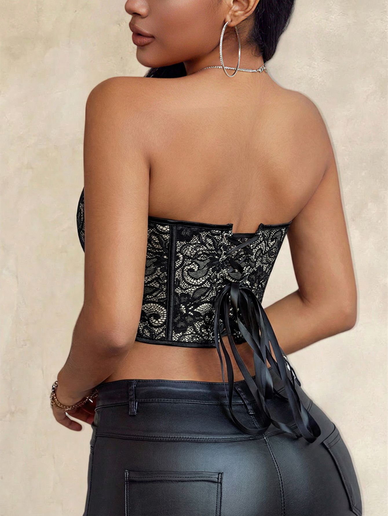 Sexy black lace heart-shaped s - Strapless Bra Backless avaliação e preço