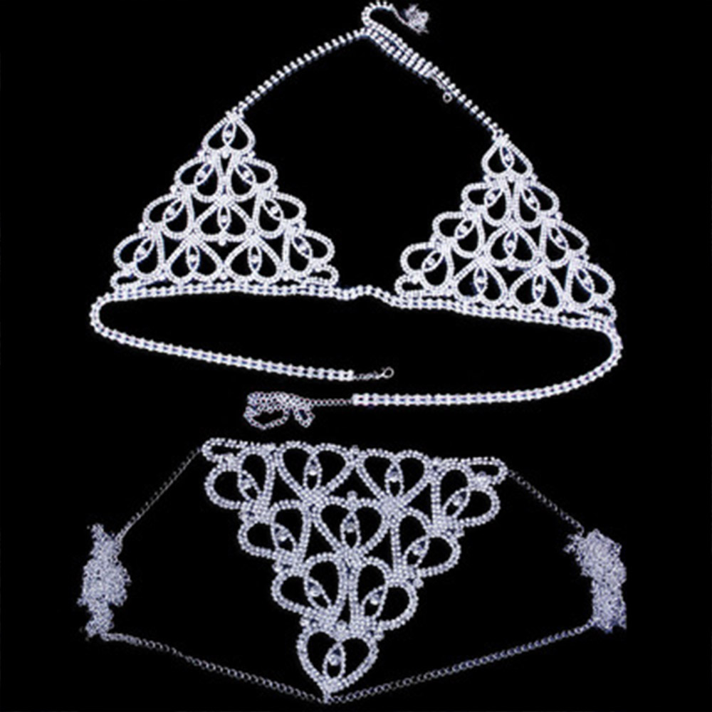 Fashion Rhinestone Heart Bra T - Thong Bikini Women avaliação e preço