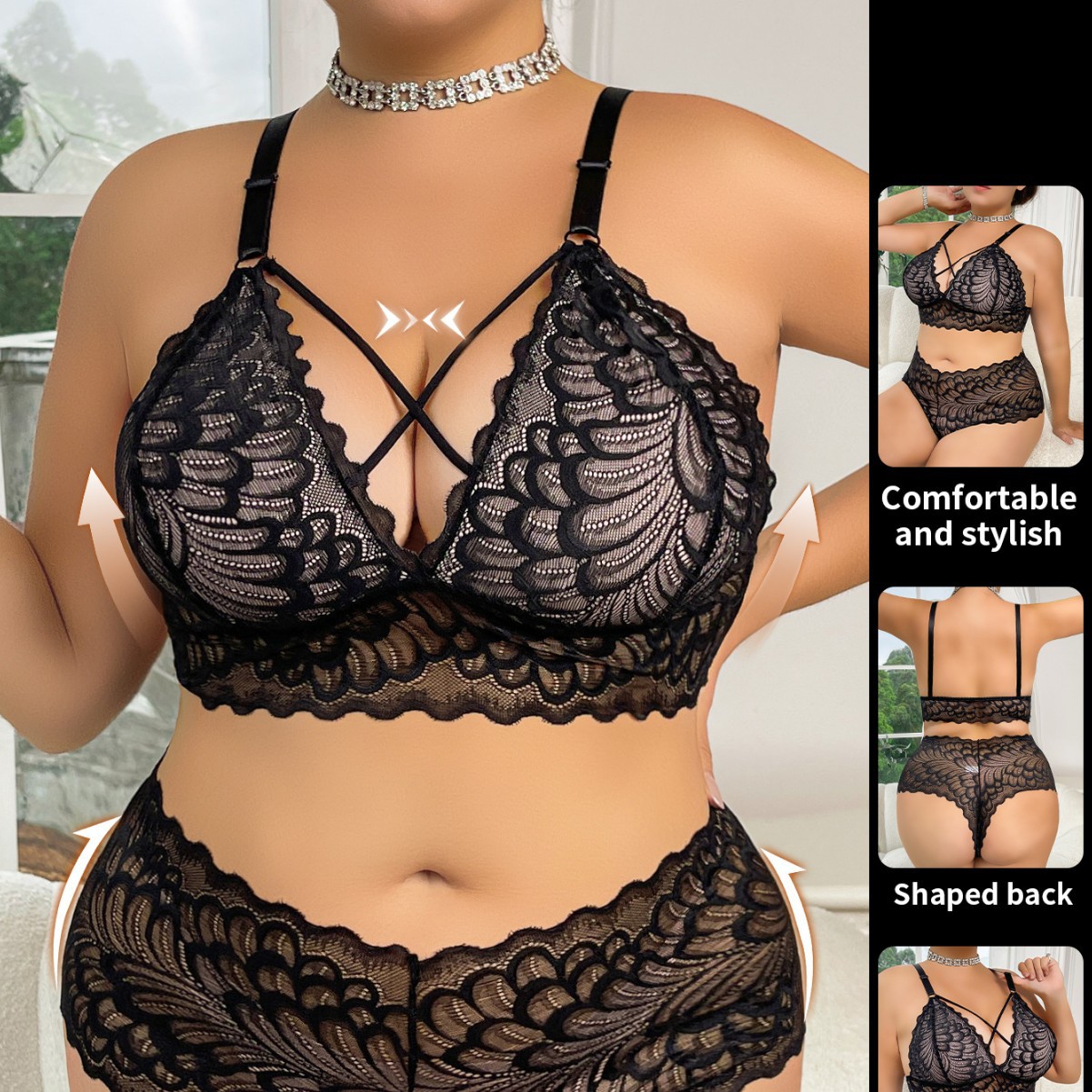 Plus Size Lingerie Set Wire-Fr - Seamless Underwear Women avaliação e preço