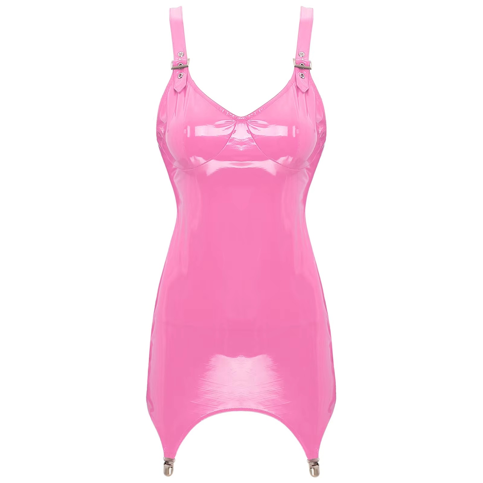 Womens Shiny Metallic PVC Leat - Babydoll Chemise Night avaliação e preço