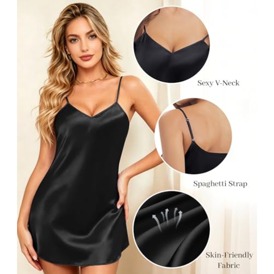 ETOSELL Womens Satin Nightgown - Babydoll Chemise Night avaliação e preço