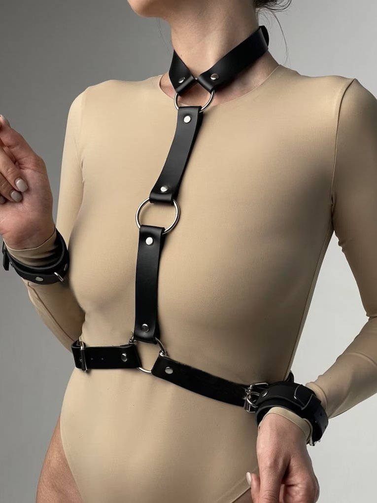 Women's Sexy Leather Harness B - Garter Belt Set avaliação e preço