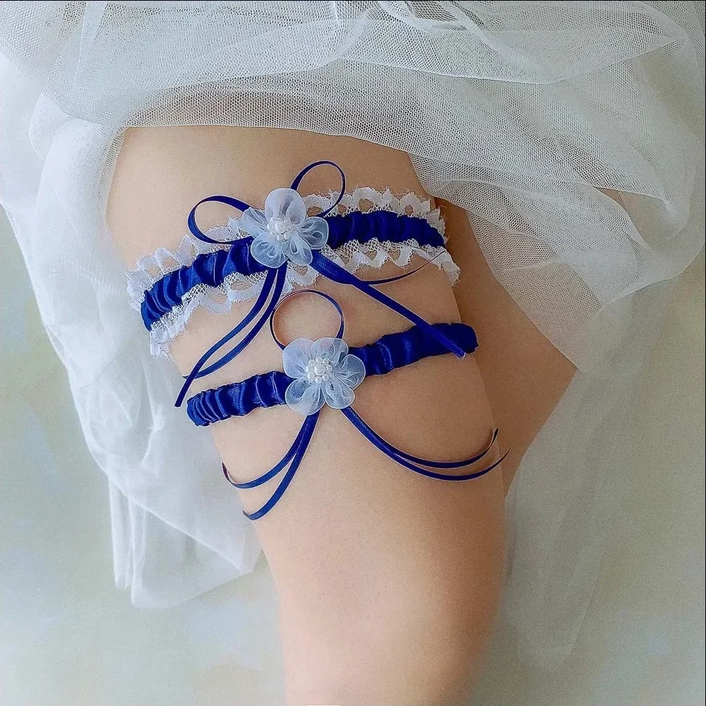 2pcs/Set Satin Ribbon Wedding  - Garter Belt Set avaliação e preço