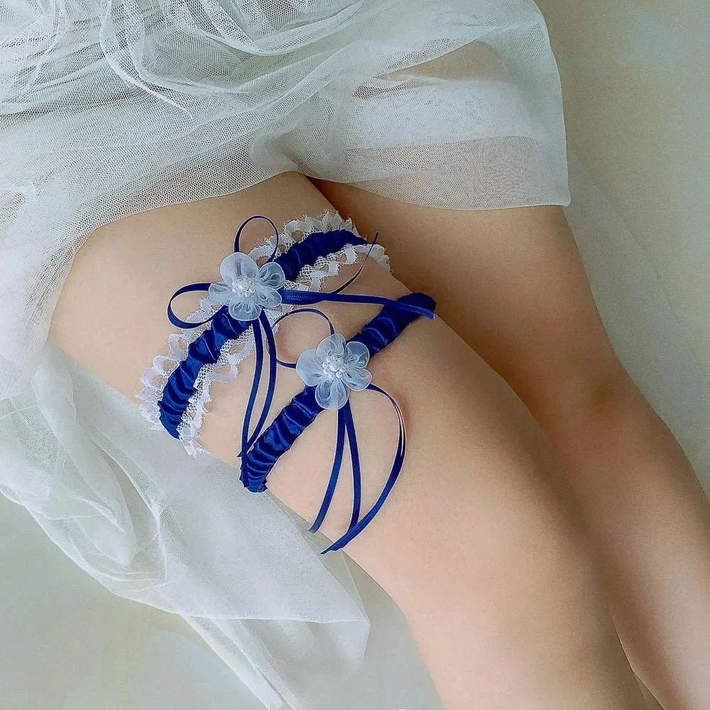 2pcs/Set Satin Ribbon Wedding  - Garter Belt Set avaliação e preço