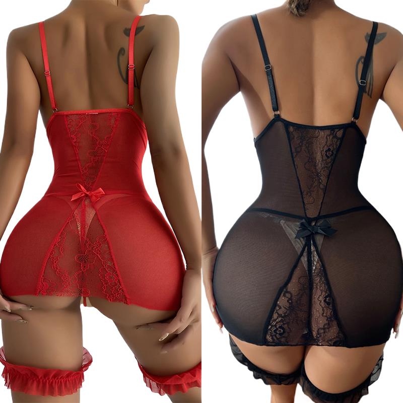 Transparent V-neck Strap Night - Babydoll Chemise Night avaliação e preço