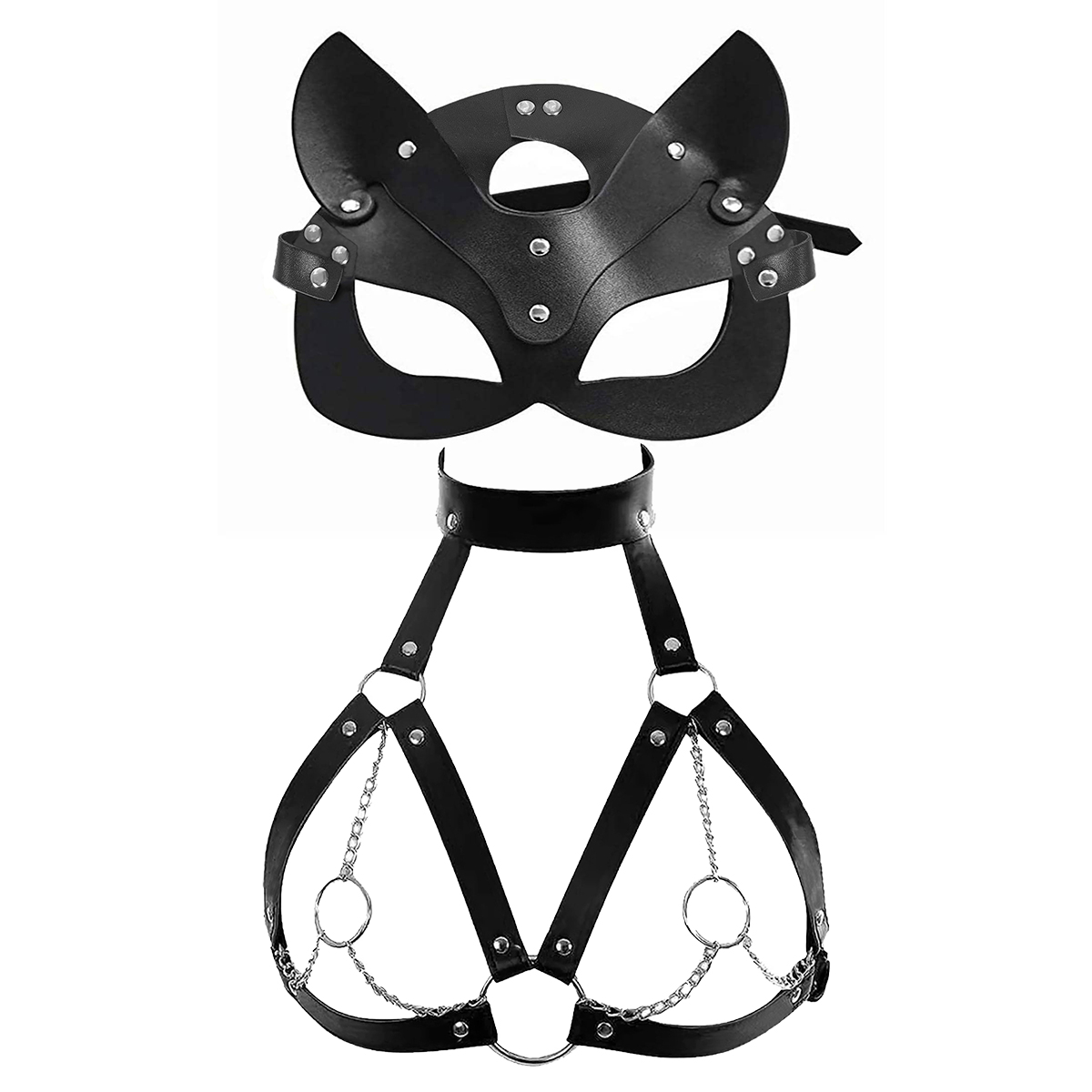 Women Sexy Mask Blindfold Cosp - Garter Belt Set avaliação e preço