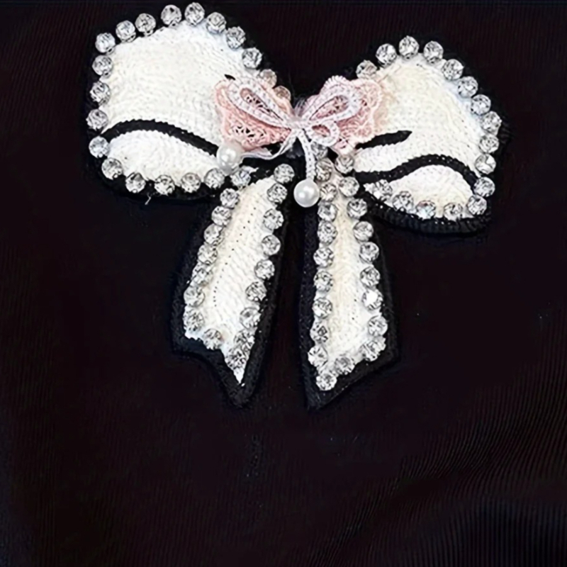 White Lace Trim Rhinestone Bow - Cami Top Lace avaliação e preço