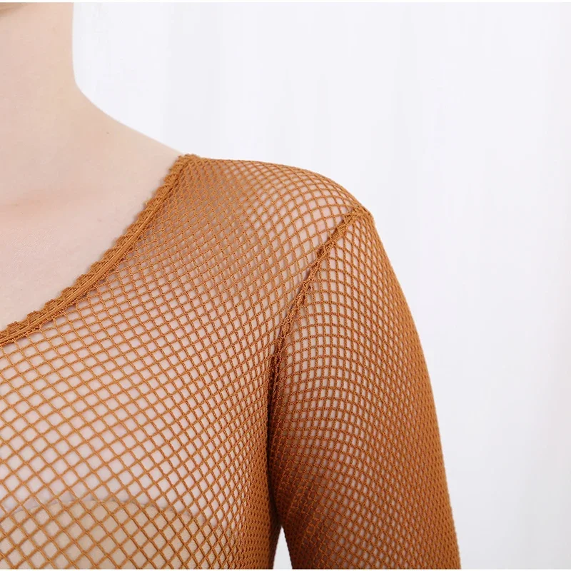 Latin Dance Full Body Jumpsuit - Bodystocking Fishnet avaliação e preço